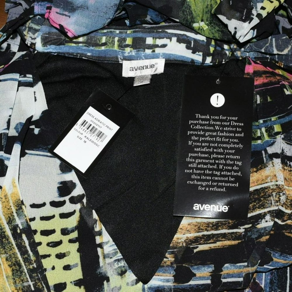 Crossover Hi Lo Sleeveless Dress Abstract Geometric Pattern Size 18 Black - Picture 4 of 6
